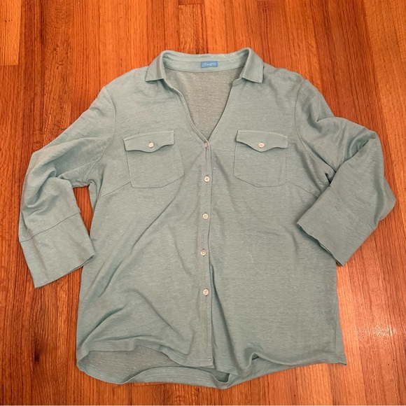 J.McLaughlin Womens Linen Blend Button Front Top Size unsure 3/4 Sleeve Capsule - Picture 8 of 8